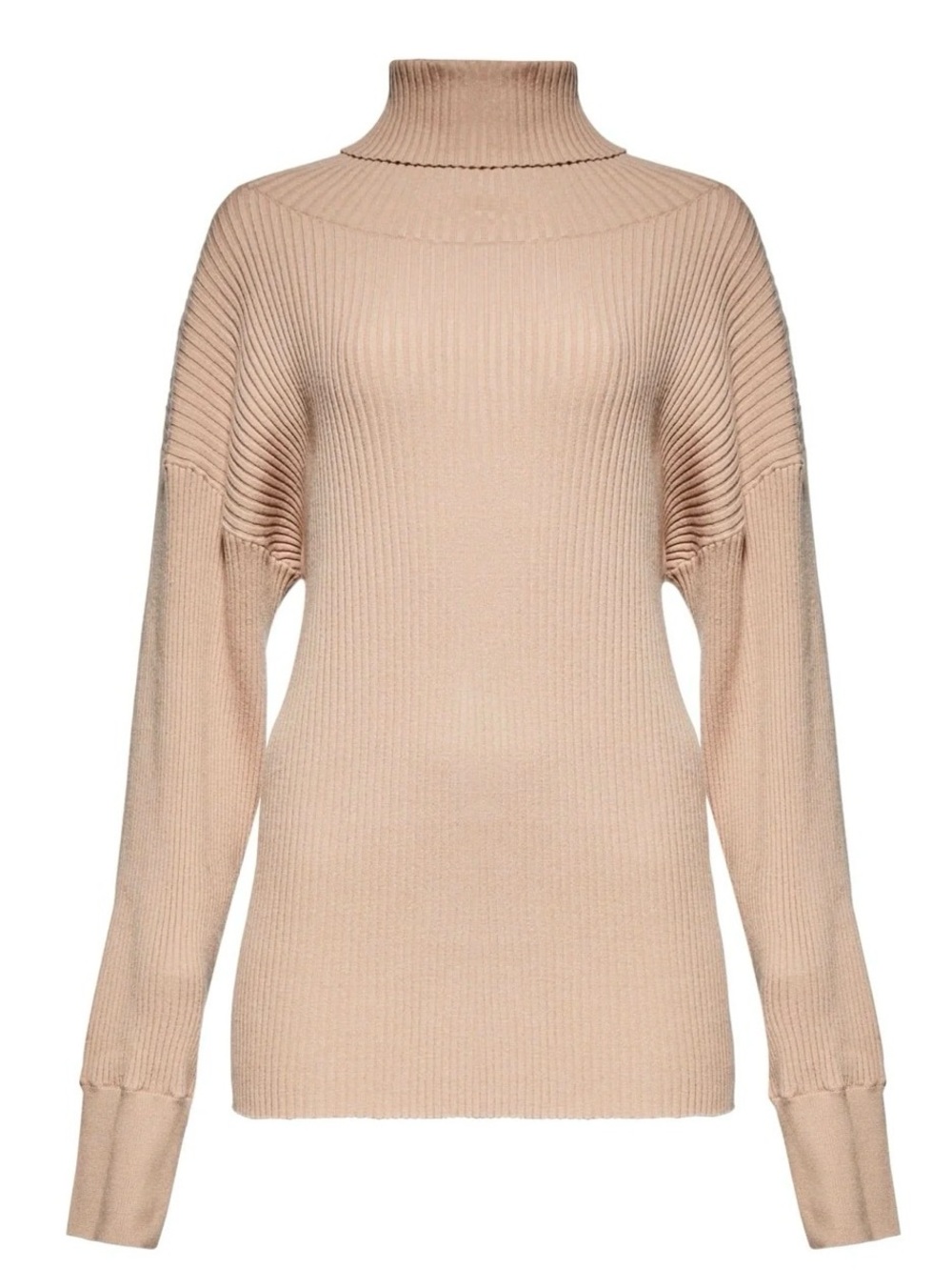 Bumpsuit: Women's Maternity Ribbed Turtleneck Sweater in Beige